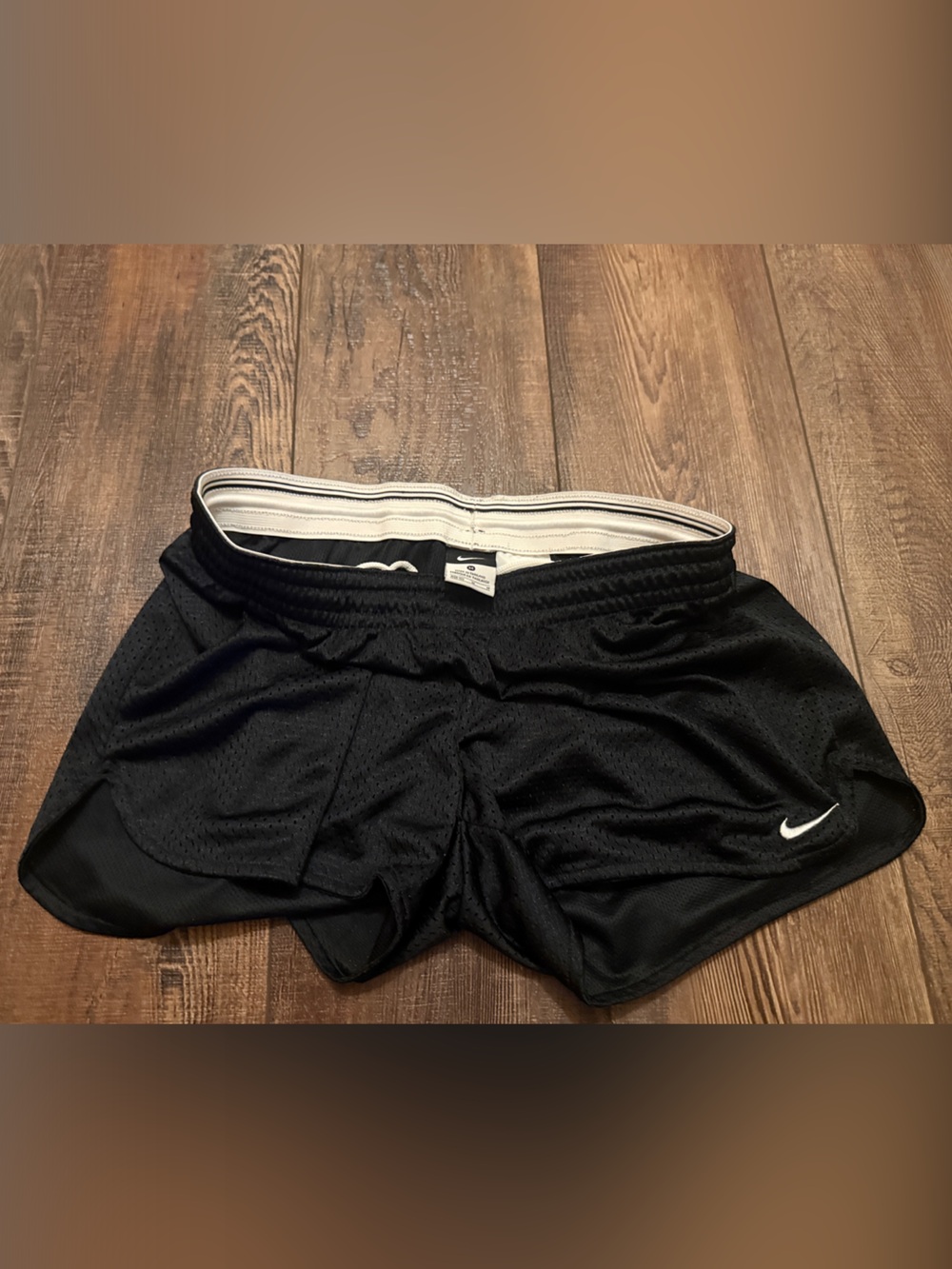 Nike Dri-Fit Drawstring Black Women's Athletic Shorts with White Waistband